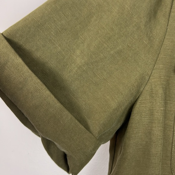 Whistles Utility Linen Blend Button Detail Pockets Shift Dress Size 12 Khaki - Picture 8 of 14